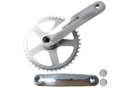 Messingschlager Kurbelsatz 44Z, 170mm - Aluminium/Stahl, 1-fach, Silber - Hochwertiger Kurbelsatz von Messingschlager mit 44 Zähnen und 170 mm Länge. Ideal für den Einsatz an Fahrrädern, robust und zuverlässig. Lieferung ohne Innenlager.