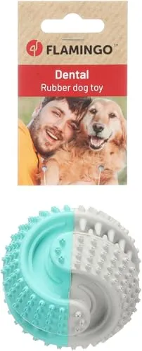 Flamingo Hundespielzeug – Growi Ball Weiß/Grün – aus Gummi, Zahnpflege – Ø 8 cm