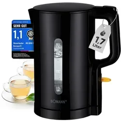 Bomann® Wasserkocher 1,7L | BPA-frei | 2200W | Einhandbedienung