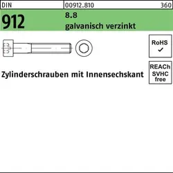 Reyher 912 I6kt Zyl Schrauben 8x110 galv. verzinkt - Schrauben in Güte 8.8, 100 Stück, ideal für langlebige Konstruktionen und Anwendungen in Deutschland gefertigt.