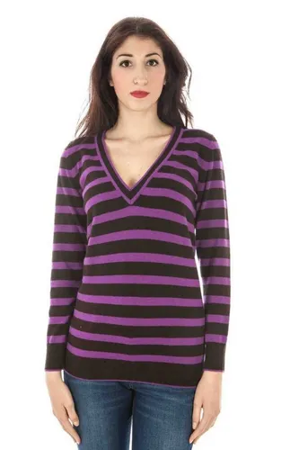 Fred Perry Strickpullover Lila Damenpullover mit V-Ausschnitt – Langarm-Trikot mit Logo