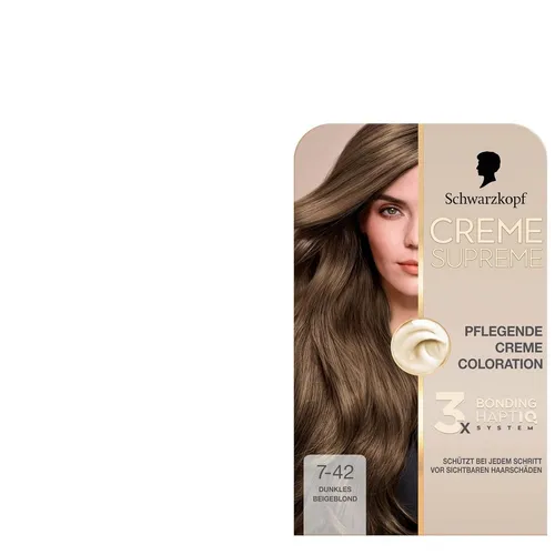 Schwarzkopf Creme Supreme  Dunkles Beigeblond 7-42 | 3x Bonding Haptiq System