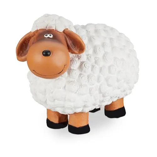 Wetterfestes Gartenschaf Dekofigur - Bunte Gartenfigur aus wetterfestem Keramik, ideal für Balkon und Garten. Höhe 30-60 cm, bringt farbenfrohe Akzente in Ihre Außenbereiche.