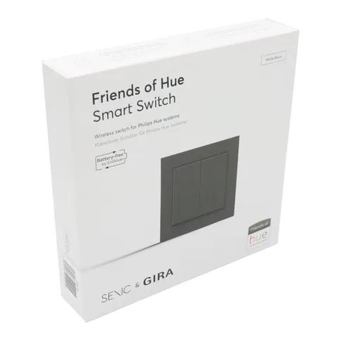Senic Friends of Hue Smart Switch - Kabelloser Dimmschalter in Matt Schwarz - Kategorie: Schalter, kabellos und kompatibel mit Philips Hue für eine einfache Steuerung Ihrer Smart Home Beleuchtung.