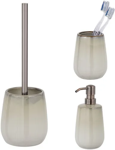 SCHÖNER WOHNEN-Kollektion Badaccessoire-Set »Marano«, 3-teilig - Bad-Accessoires Set aus hochwertiger Keramik mit glänzender Effektglasur, inklusive Zahnputzbecher, Seifenspender und WC-Garnitur für ein stilvolles Badezimmer.