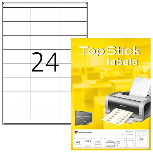 TOP STICK Universal-Etiketten 70 x 33,8 mm weiß 2.400 Etiketten