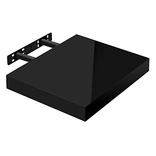 WOLTU Wandregal Volato Wandboard freischwebend hochglänzend Schwarz Schweberegal CD DVD Regal Bücherregal Holz Board 30x22,9x3,8cm RG9489sz