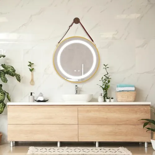 pro.tec LED-Badspiegel Picerno Ø70cm - Badezimmer Wandspiegel mit Touch-Technologie, dimmbarer Beleuchtung in Warm-, Neutral- und Kaltweiß sowie Antibeschlag-Funktion für klare Sicht nach dem Duschen.