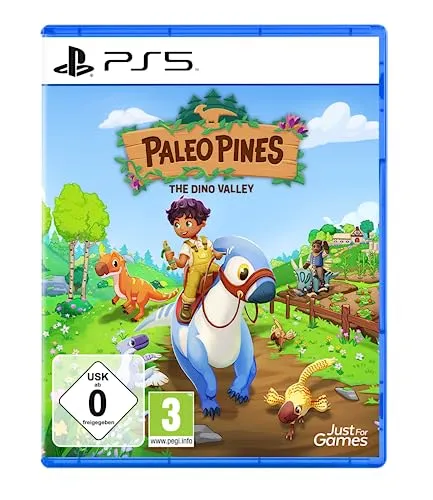 Paleo Pines [PS5] - Abenteuer mit Dinosauriern - Spiele für PlayStation 5, entdecke eine charmante Dino-Ranch und erlebe Landwirtschaft mit freundlichen Dinosauriern auf einer magischen Insel.