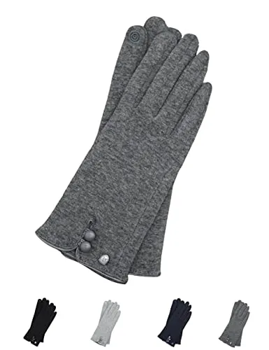AKAROA ESTD 2019 Damen Handschuhe KEA, Touchscreen Handschuhe, extra weiches Teddyfutter, elastisches Jerseymaterial, 100% vegan, anthrazit S-M