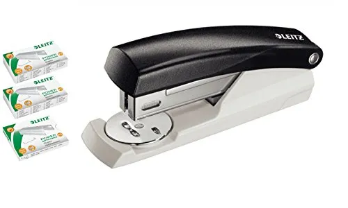 Leitz NeXXt Series Kleines Büroheftgerät, 25 Blatt (schwarz mit 3.000 Klammern)