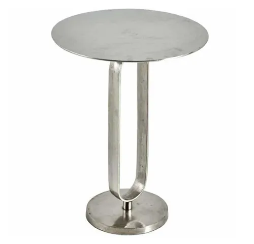 LebensWohnArt Beistelltisch Eleganter Aluminium Beistelltisch GRACE 45x60cm silber Handarbeit