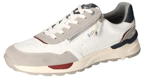 Mustang Herren Low Sneaker 4186307 in Weiß - Sneaker für Freizeit mit atmungsaktivem Obermaterial, bequemer Weite und abriebfester Gummisohle für optimalen Komfort.