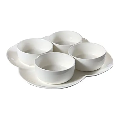 Schillerbach Teller mit 4 Schalen Knabberschale Knabberschüssel Porzellan Mehrzweck Serviceschalen