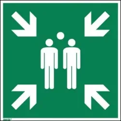 Hinweisschild Sammelstelle ISO 7010 400x400mm PVC - Schilder für Sicherheit und Orientierung, robustes PVC-Material für langlebige Nutzung, ideal für Sammelstellen.