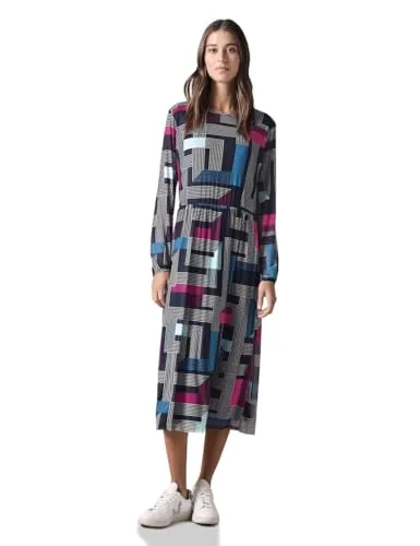 CECIL Bedrucktes Meshkleid - Freizeitkleid für Damen, modisches Midi-Kleid mit grafischem Muster und Stretchbund für perfekten Sitz und Komfort.