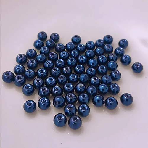 Kopper-24 (8 mm/Blau dunkel) Glasperlen - Bastelperlen aus Glas rund - 30 Farben mit Loch Perlen zum Basteln auffädeln Armbänder Traumfänger bunt Set DIY mini kleine große Kinder Bastelperlen Schmuck