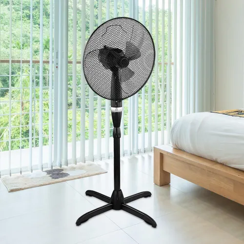 Hochwertiger Stehventilator mit 3 Geschwindigkeitsstufen - Ventilator - Eleganter Standventilator aus Metall mit 55 Watt Leistung, höhenverstellbar und oszillierend für optimalen Luftstrom in jedem Raum.