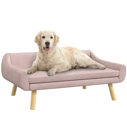 PawHut Hundesofa mit Rückenlehne - Hundesessel & -sofas, bequemes Samtsofa für große und mittelgroße Hunde, großzügiger Platz zum Entspannen und einfach zu reinigen dank abnehmbarem Bezug.