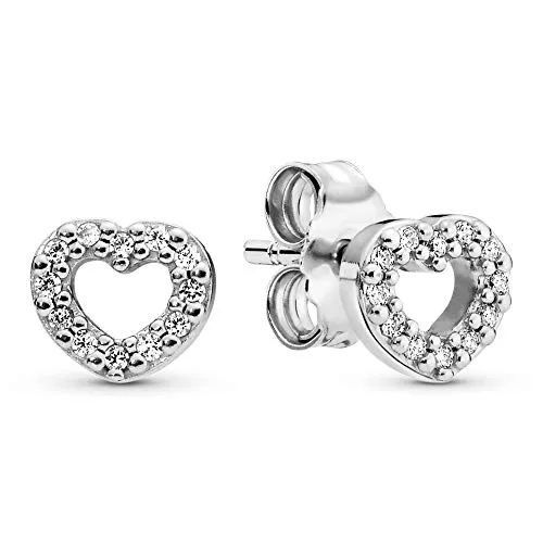 PANDORA Ohrstecker Herz 290528CZ - Ohrschmuck aus Sterlingsilber mit funkelndem Cubic Zirkonia, perfekt für besondere Anlässe oder als elegantes Geschenk.