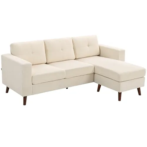 HOMCOM Ecksofa Cremeweiß mit Chaiselongue von HOMCOM