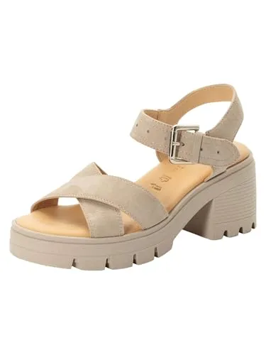 Tamaris TOUCH-IT Blockabsatz Sandalette aus Leder - Elegante Sandalette mit 6,5 cm Blockabsatz und TOUCH-IT-Technologie für individuellen Komfort. Das weiche Synthetikfutter sorgt für Wohlgefühl, während der praktische Schnallenverschluss sicheren Halt bietet – ideal für jeden Anlass.