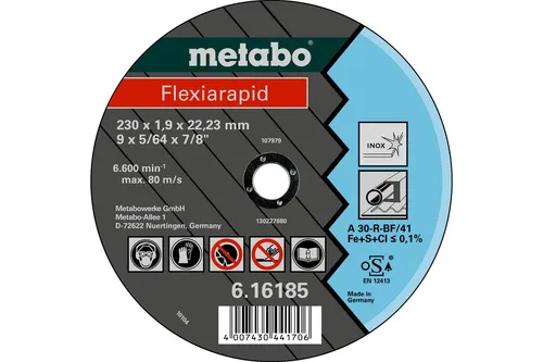 Flexiarapid 230x1,9x22,2 Edelstahl-schneidräder Metabo