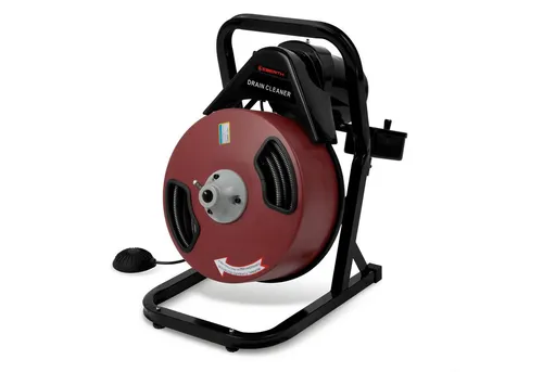 EBERTH Rohrreinigungsspirale PT1-R2000 - Elektrische Rohrreinigungsmaschine mit 20m Spirale und 400W Motor, ideal für verstopfte Rohre von 5-10cm Durchmesser. Inklusive vier Bohraufsätze für optimale Reinigungsergebnisse.