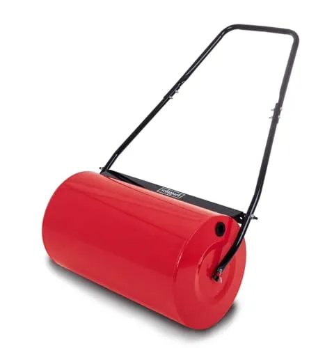 Scheppach Rasenwalze HGW46 mit 57cm Breite und 32cm Durchmesser Gartenwalze Bodenwalze Handwalze Walze | befüllbar mit 46 Liter Wasser oder 72kg Sand | robuste Stahlkonstruktion | 8,4kg | rot
