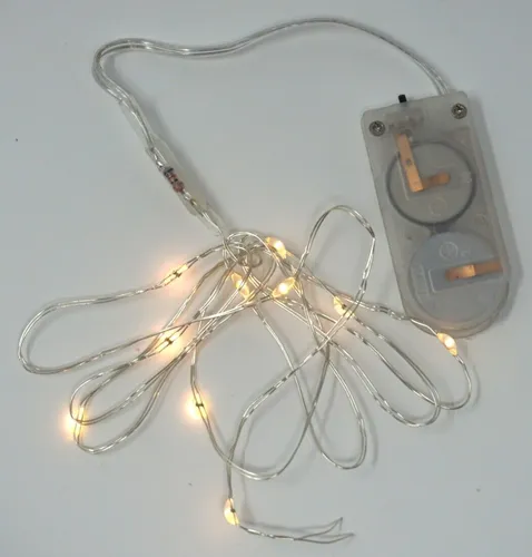 Lichterkette 10 Micro LED warmweiß 100 cm Silberdraht Batteriebetrieb Blumendeko