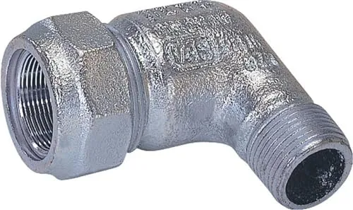 GEBO Gewindefitting Temperguss-Klemmverbinder Typ WA, 90° Winkel AG 1 Zoll - Fittings für Stahlrohr, ideal zur Reparatur und Neuinstallation von Rohrleitungen. Hohe Druckstufen und temperaturbeständig für Wasser, Gas, Druckluft und Heizöl.