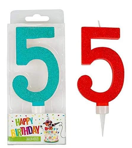 TRENDHAUS trendhaus942036 Geburtstag Fun Zahl 5 Glitter Maxi Kerze