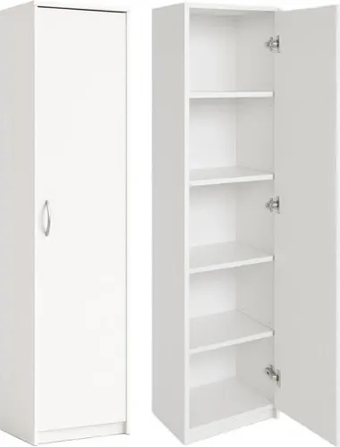 BDW, Kleiderschrank, 40×185×35 cm, 5 Einlegeböden, 1 Tür, Weiß