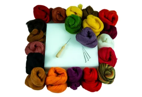 maDDma Märchenwolle-Set mit 20 Farben und Filz-Zubehör Farbmix 3 Bastelgarn, 8 m (Sparpaket, 1-St)