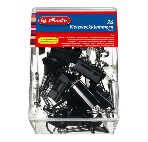 Herlitz Büroklammer 24 Herlitz Foldbackklammern / Vielzweckklammern / 32mm / Farbe: schwar