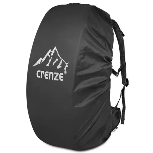 Crenze Rucksack-Regenschutz, 15–90 l, wasserdicht, reflektierend, für Wandern, Camping, Reisen, Radfahren, Schwarz (klein), XL:50-70L
