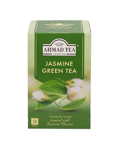 Ahmad Tea – Jasmine Romance | Grüner Tee mit Jasminblüten | 20 Teebeutel á 2 g | Teebeutel mit Band