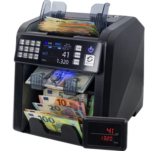 Jubula Banknotenzähler MV-600 - Effizienter Banknotensortierer - Geldzählmaschine für gemischte Geldscheine (EUR, USD, GBP, SEK) mit hoher Geschwindigkeit und Präzision, ideal für den professionellen Einsatz.