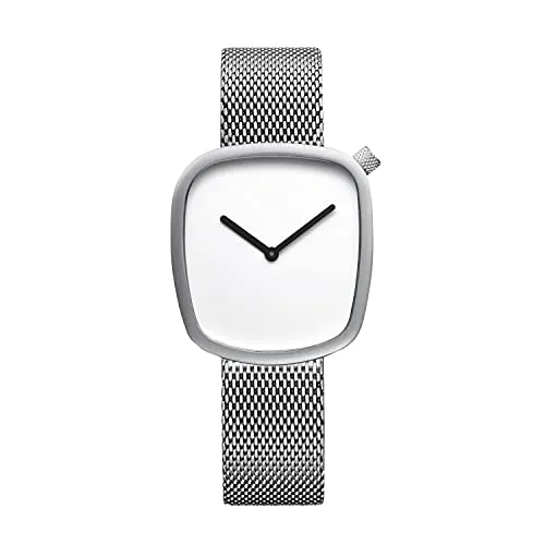 BERING Damen Uhr Pebble Collection - Quarz, Edelstahl & Saphirglas 18034-004 - Armbanduhren für Damen, minimalistisch und nachhaltig mit Armbändern aus recyceltem Meeresplastik, geschützt durch kratzfestes Saphirglas und wasserdicht bis 3 ATM.
