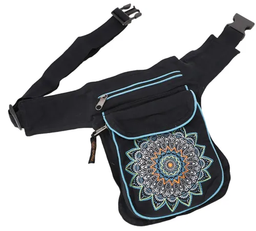 Stoff Sidebag + Hüfttasche Mandala, Goa Gürteltasche, Bauchtasche aus Nepal -