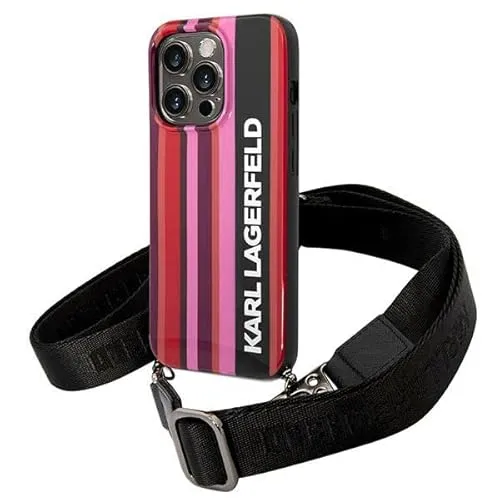 KARL LAGERFELD KLHCP14XSTSTP Hardcase für iPhone 14 Pro Max - Standard Handyhüllen mit einzigartigem Color Stripes Strap Design für stilvollen Schutz und einen Hauch von Luxus.