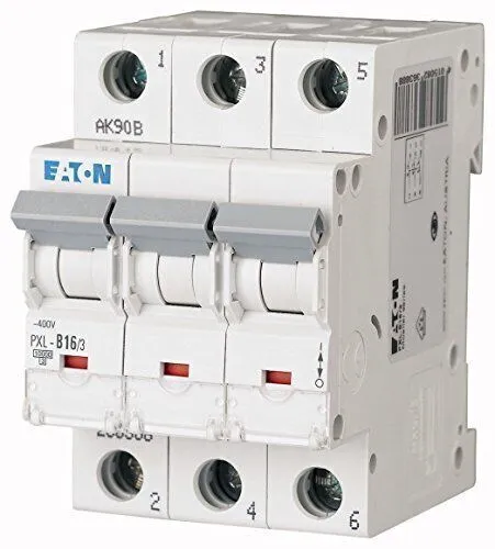 EATON Leitungsschutzschalter PXL-C16/3, 16A, 10kA - Schutzschalter für dreiphasige Wechselstromkreise, 3-polig, 10 kA Abschaltvermögen, ideal zum Schutz vor Überlast und Kurzschluss.