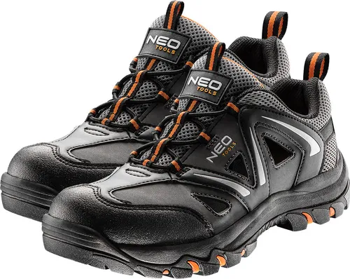 Neo Tools Herren Damen Sicherheitsschuhe OB (44, grau/orange) - Arbeitsschuhe für Herren und Damen, atmungsaktiv mit hohem Komfort und Rutschfestigkeit. Ideal für sicheres Arbeiten bei verschiedenen Bedingungen.