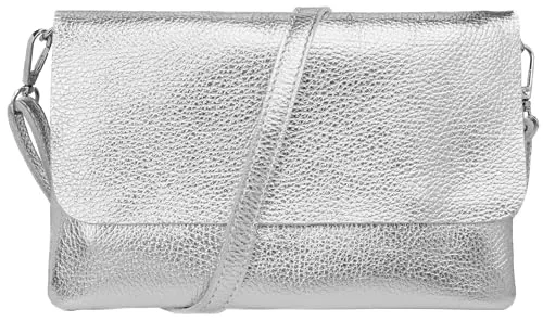 Caspar Elegante Leder Clutch Damen Umhängetasche - CLASSIC LINE - Modell No.835 - Damen-Clutch aus hochwertigem italienischem Leder, handgefertigt für schlichte Eleganz. Vielseitig als Clutch oder Umhängetasche nutzbar, mit verstellbarem Schultergurt und sicherem Hauptfach.