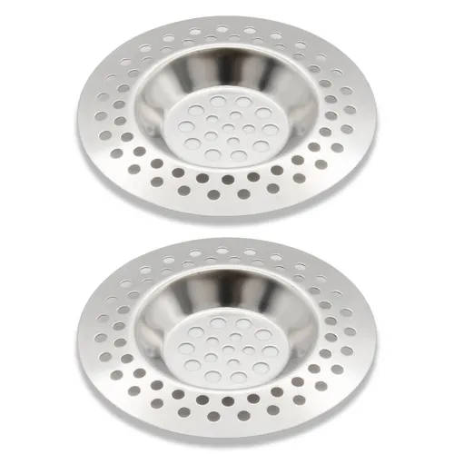 2x Abflusssieb Set - Effektiver Abflussschutz für Spüle und Dusche - Praktisches Spülenzubehör zur Vermeidung von Verstopfungen. Fängt Haare und Essensreste ab, schützt vor unangenehmen Gerüchen und sorgt für reibungslosen Wasserfluss. Passend für Abflussöffnungen von 44 mm bis 65 mm.