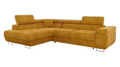 Mirjan24 Ecksofa Torezio mit Bettkasten - L-Form Couch mit Schlaffunktion - Sofas & Couches: Ecksofa mit Bettkasten und einstellbaren Kopfstützen, ideal für flexible Wohnräume und Übernachtungsgäste.