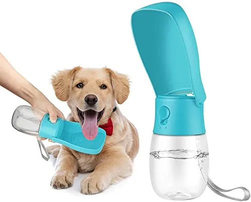 WILIFDOM Hunde-Wasserflasche, tragbarer Haustier-Reisenapf, faltbarer Spender für Spaziergänge, Wandern, Welpenzubehör, Hunde-Wasserflasche mit Aktivkohlefilter, auslaufsicher, lebensmittelechte