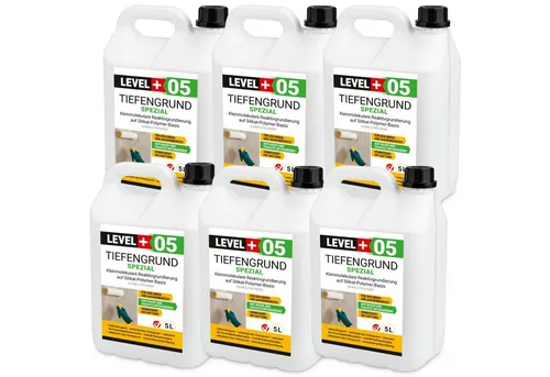 Level+ Tiefengrund Spezial L+05 - 30l - Hochwertiger Tiefengrund für optimale Haftung und Saugfähigkeit. Schnell trocknend und wasser-dampfdurchlässig, ideal für verschiedene Untergründe. Perfekt vorbereitet für nachfolgende Beschichtungen.
