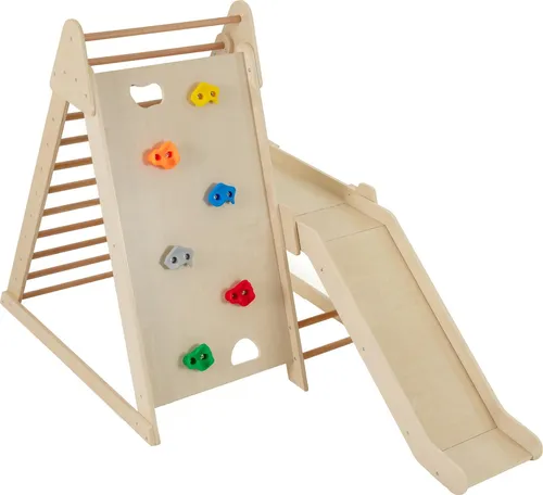 COSTWAY 3 in 1 Klettergerüst Indoor für Kinder - Vielseitiges 3 in 1 Klettergerüst mit zwei Kletterleitern, Kletterwand und Rutsche. Fördert spielerisch die motorischen Fähigkeiten und sorgt für stundenlangen Spielspaß im eigenen Zimmer.