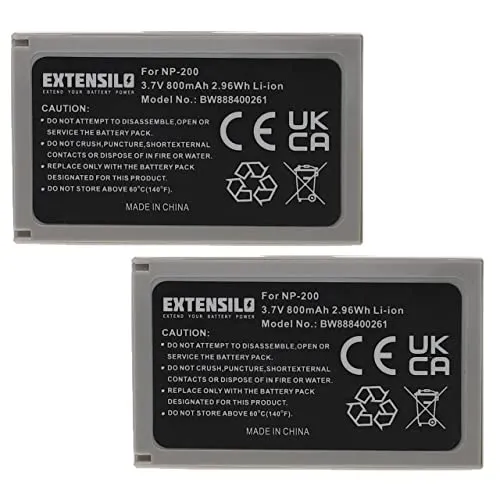 EXTENSILO 2X Akku Ersatz für Minolta NP-200 für Kamera (800 mAh, 3,7 V, Li-Ion)